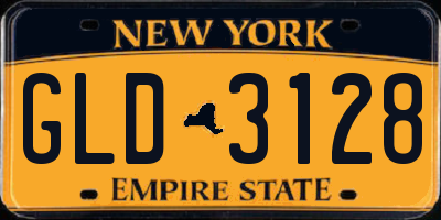 NY license plate GLD3128