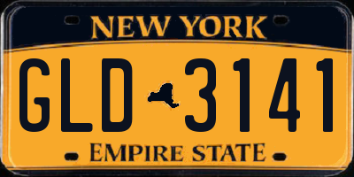 NY license plate GLD3141