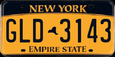 NY license plate GLD3143