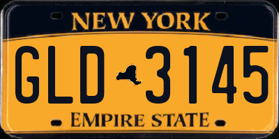 NY license plate GLD3145