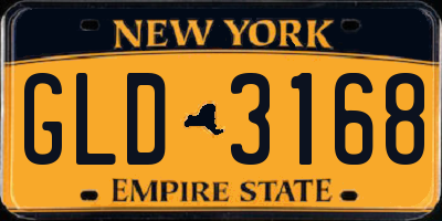 NY license plate GLD3168
