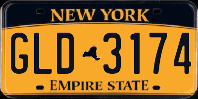 NY license plate GLD3174