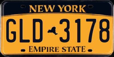 NY license plate GLD3178