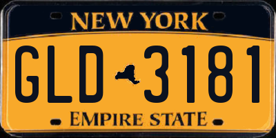 NY license plate GLD3181