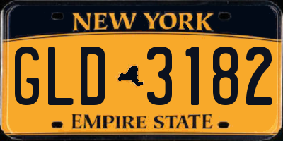 NY license plate GLD3182