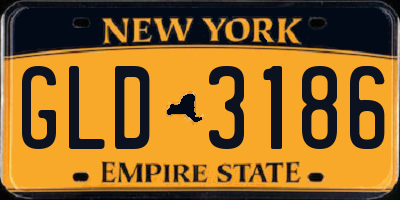 NY license plate GLD3186