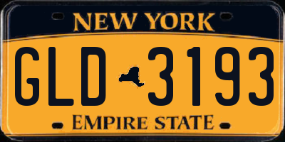 NY license plate GLD3193