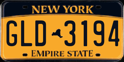NY license plate GLD3194