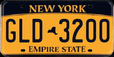 NY license plate GLD3200