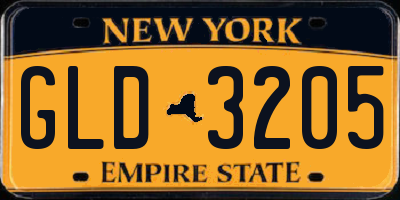NY license plate GLD3205