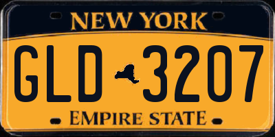 NY license plate GLD3207