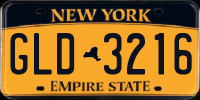 NY license plate GLD3216