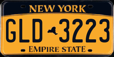 NY license plate GLD3223