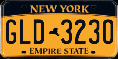 NY license plate GLD3230