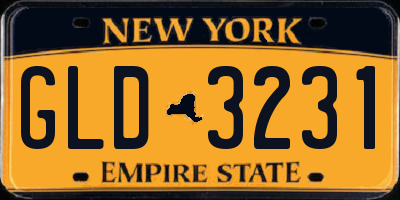 NY license plate GLD3231