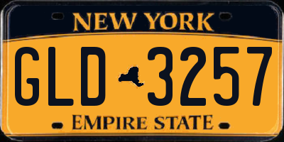 NY license plate GLD3257