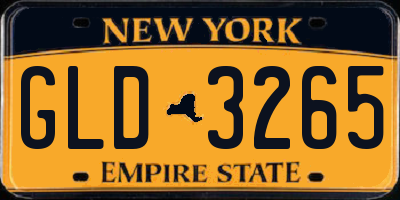 NY license plate GLD3265