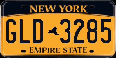 NY license plate GLD3285