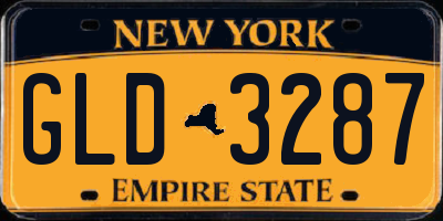 NY license plate GLD3287