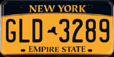 NY license plate GLD3289