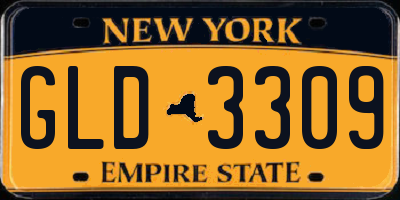 NY license plate GLD3309