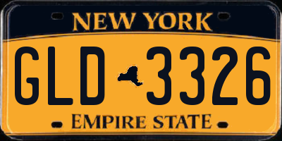 NY license plate GLD3326