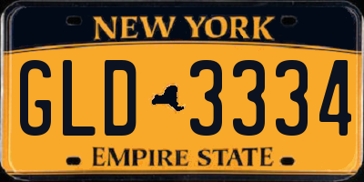 NY license plate GLD3334