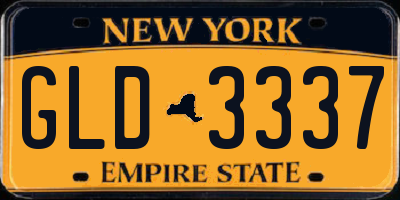NY license plate GLD3337