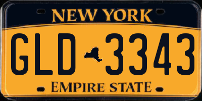 NY license plate GLD3343