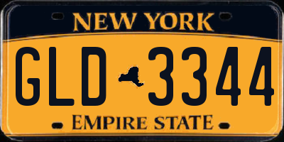 NY license plate GLD3344