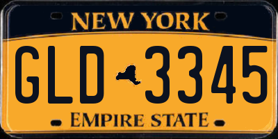 NY license plate GLD3345