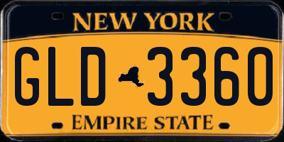 NY license plate GLD3360