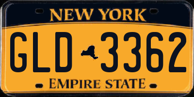 NY license plate GLD3362