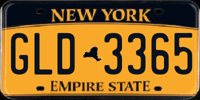 NY license plate GLD3365