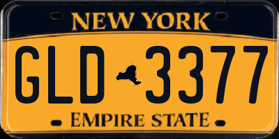 NY license plate GLD3377