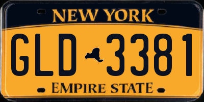 NY license plate GLD3381