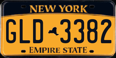 NY license plate GLD3382