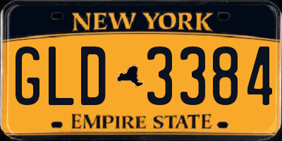 NY license plate GLD3384