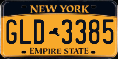 NY license plate GLD3385