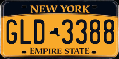 NY license plate GLD3388