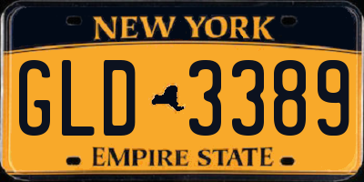 NY license plate GLD3389