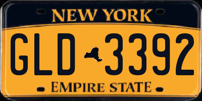 NY license plate GLD3392