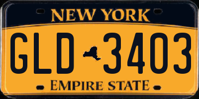 NY license plate GLD3403