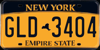 NY license plate GLD3404