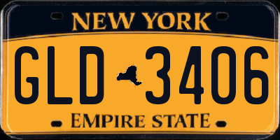 NY license plate GLD3406
