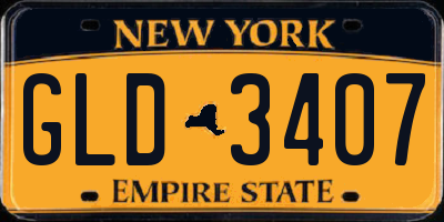 NY license plate GLD3407
