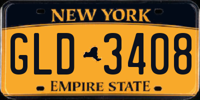 NY license plate GLD3408