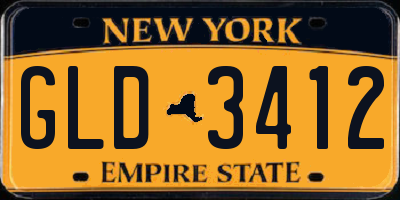 NY license plate GLD3412