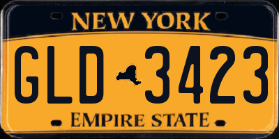 NY license plate GLD3423