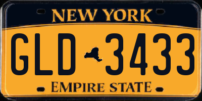 NY license plate GLD3433